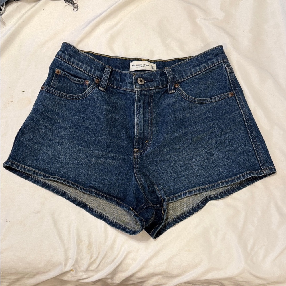 Abercrombie & Fitch Dark Indigo Denim Cutoff Shorts